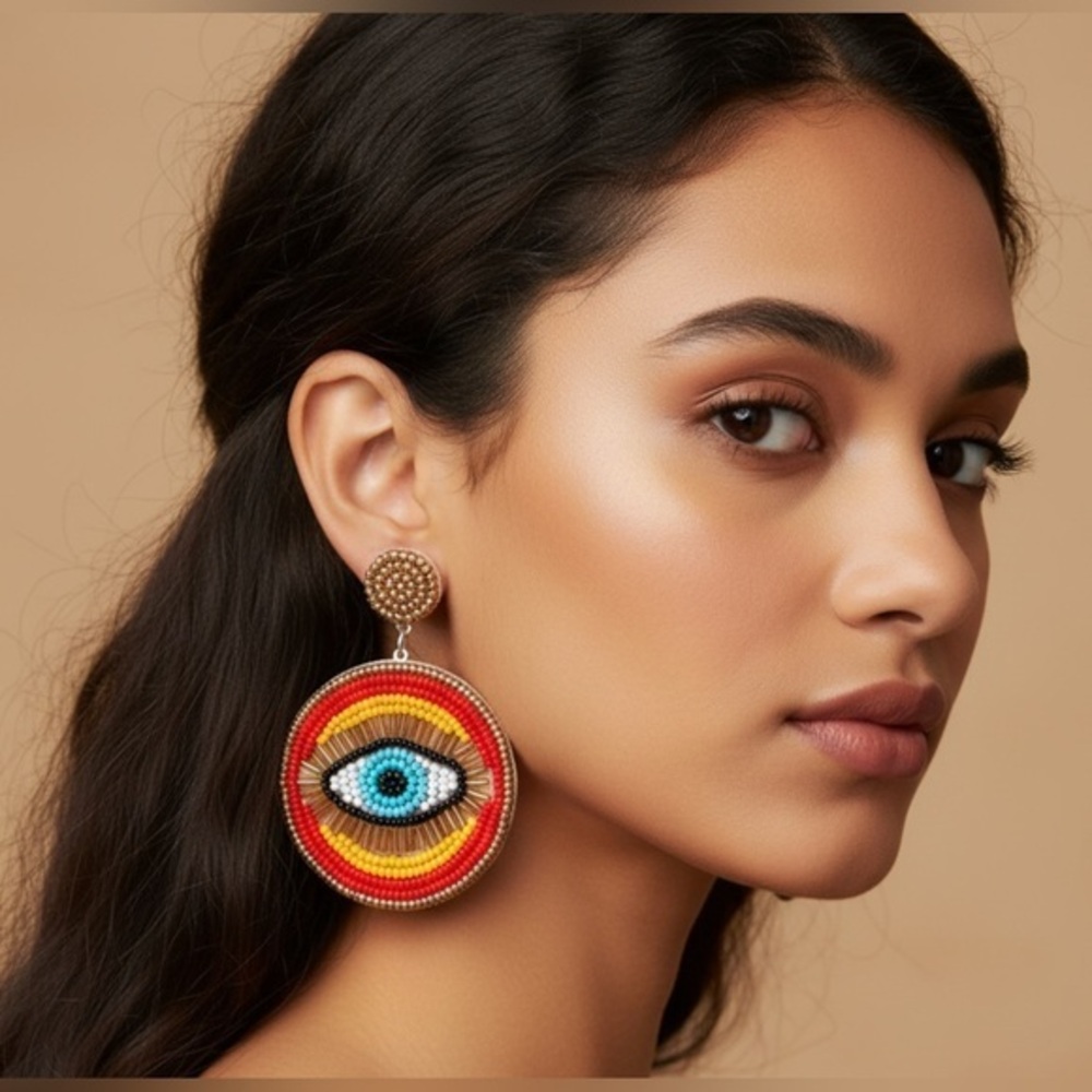 ✨NEW Tribal Colorful Beaded Eye Earrings